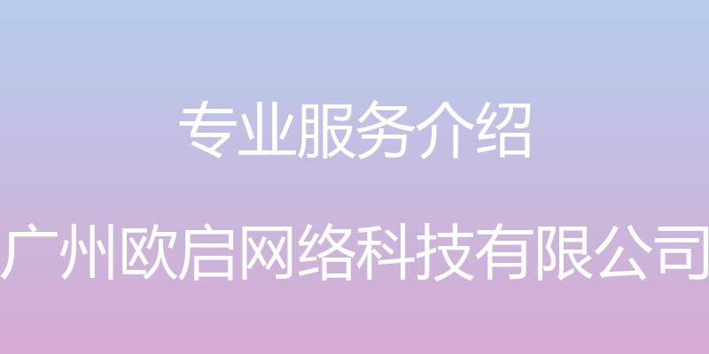 专业服务介绍 - 广州欧启网络科技有限公司